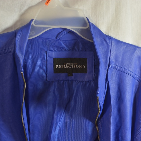 Northern Reflections L Faux Leather Jacket Blue - Picture 2 of 5